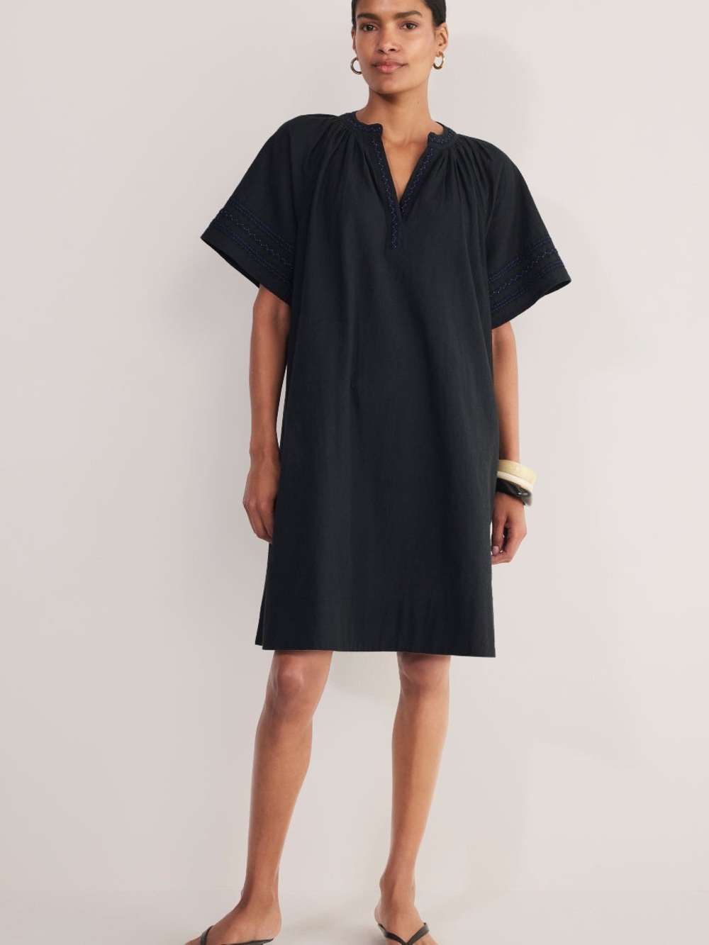 WYSE London Cotton-Linen Georgie Dress - Black - 4R
